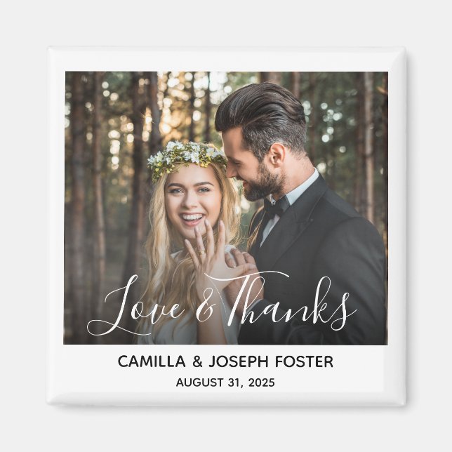 Whimsical Thank You Wedding Photo Keepsake Magnet (Front)