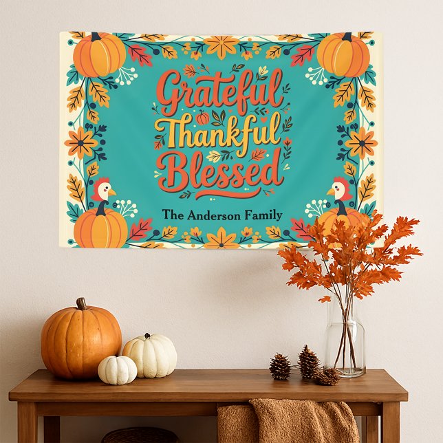 Whimsical Thankful Grateful Blessed Thanksgiving Banner (Creator Uploaded)