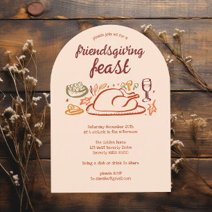 Whimsical Thanksgiving Friendsgiving Dinner ARCH Invitation