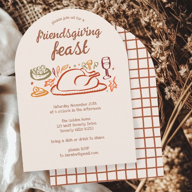 Whimsical Thanksgiving Friendsgiving Dinner ARCH Invitation (Whimsical Thanksgiving Friendsgiving Dinner ARCH Custom Autumn Fall Party Invitation
)
