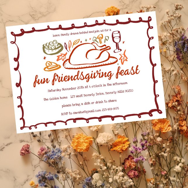 Whimsical Thanksgiving Friendsgiving Dinner Custom Invitation (Whimsical Thanksgiving Friendsgiving Dinner Custom Invitation
)