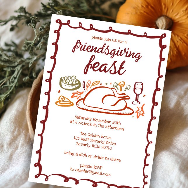 Whimsical Thanksgiving Friendsgiving Dinner CUSTOM Invitation (Whimsical Thanksgiving Friendsgiving Dinner CUSTOM Invitation
)