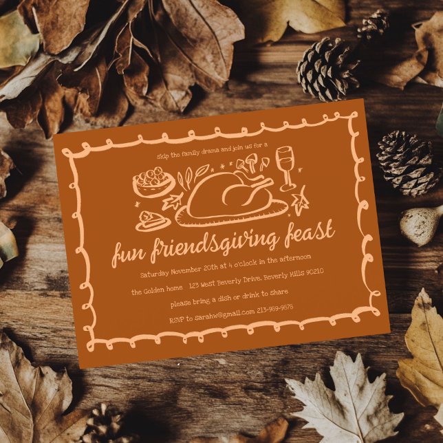 Whimsical Thanksgiving Friendsgiving Dinner Custom Invitation (Whimsical Thanksgiving Friendsgiving Dinner Custom Invitation
)