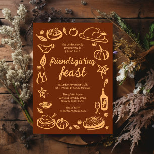 Whimsical Thanksgiving Friendsgiving Dinner Custom Invitation