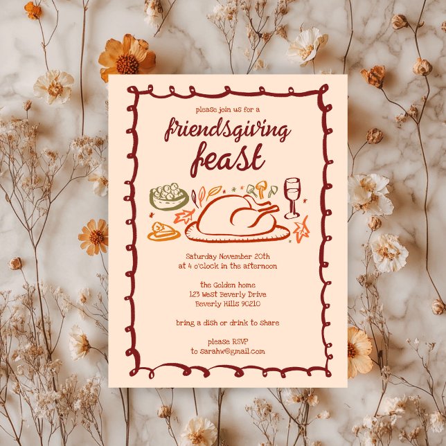Whimsical Thanksgiving Friendsgiving Dinner Custom Invitation (Whimsical Thanksgiving Friendsgiving Dinner Custom Invitation
)