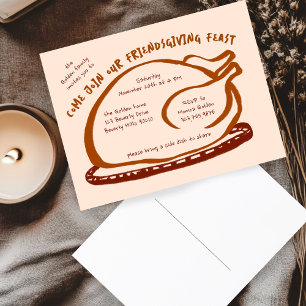 Whimsical Thanksgiving Friendsgiving Dinner Custom Postcard