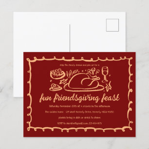 Whimsical Thanksgiving Friendsgiving Dinner Custom Postcard