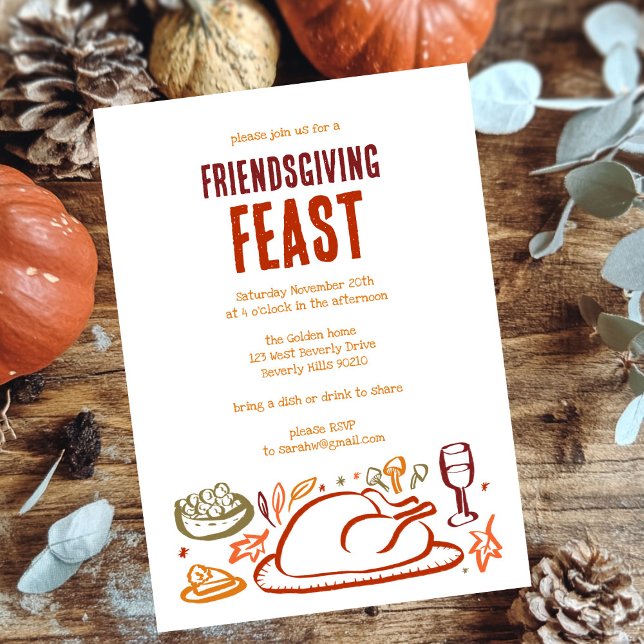 Whimsical Thanksgiving Friendsgiving Dinner Party Invitation (Whimsical Thanksgiving Friendsgiving Dinner Party Invitation
)