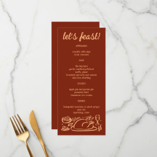 Whimsical Thanksgiving Friendsgiving Holiday CUSTO Menu