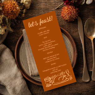Whimsical Thanksgiving Friendsgiving Holiday CUSTO Menu