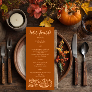 Whimsical Thanksgiving Friendsgiving Holiday CUSTO Menu
