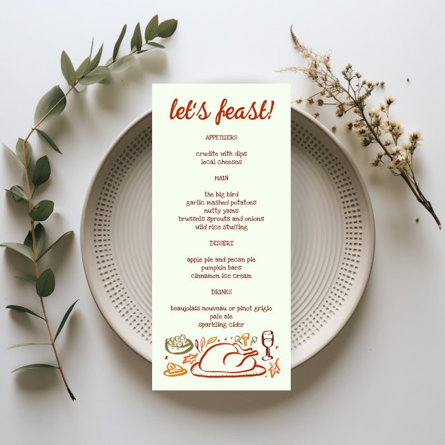 Whimsical Thanksgiving Friendsgiving Holiday CUSTO Menu (Whimsical Thanksgiving Friendsgiving Holiday Autumn CUSTOM Menu
)