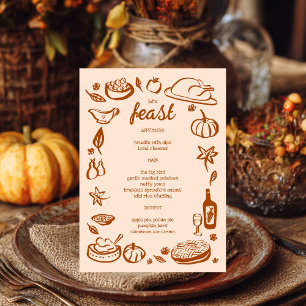 Whimsical Thanksgiving Friendsgiving HolidayCUSTOM Menu