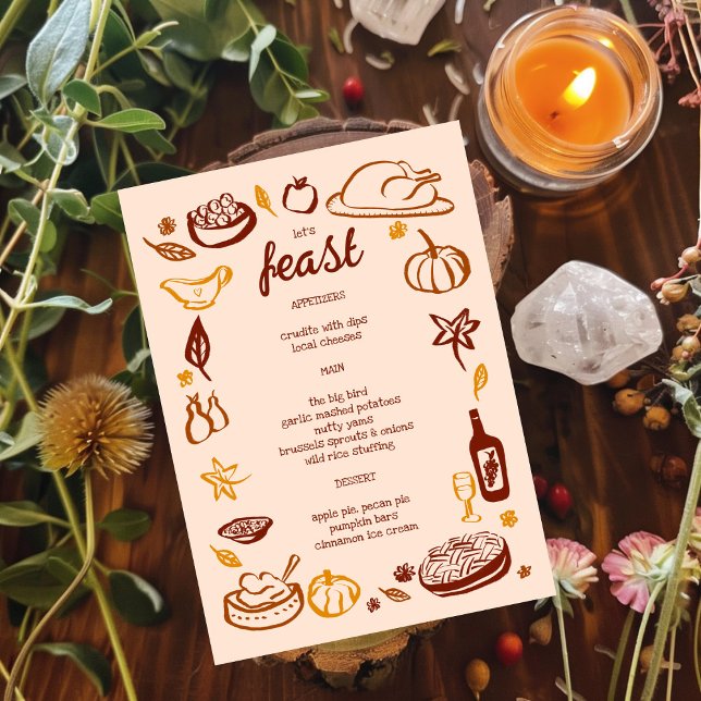 Whimsical Thanksgiving Friendsgiving HolidayCUSTOM Menu (Whimsical Thanksgiving Friendsgiving HolidayCUSTOM Menu
)