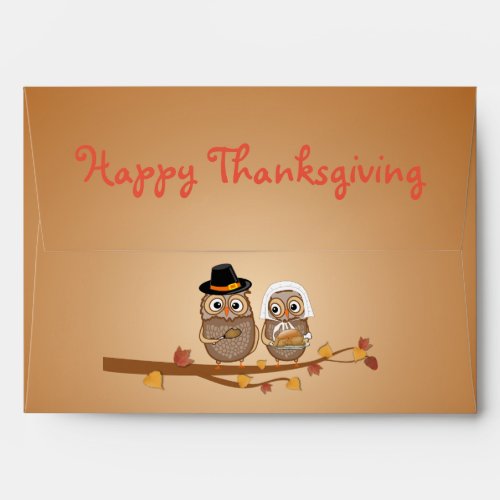 Whimsical Thanksgiving Owls Envelope