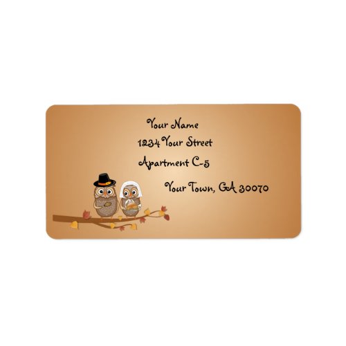 Whimsical Thanksgiving Owls Label