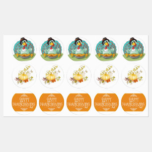 Whimsical Thanksgiving Turky Art Playful Gobble Labels