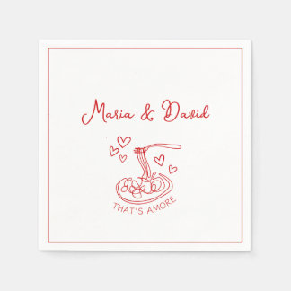 Whimsical That's Amore Custom Red Italian Wedding Napkins