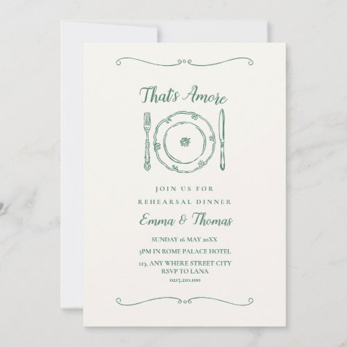 Whimsical That's Amore Italian rehearsal dinner Invitation