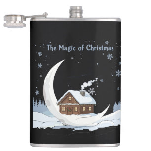 Whimsical "The Magic of Christmas" Santa Sleigh Flask