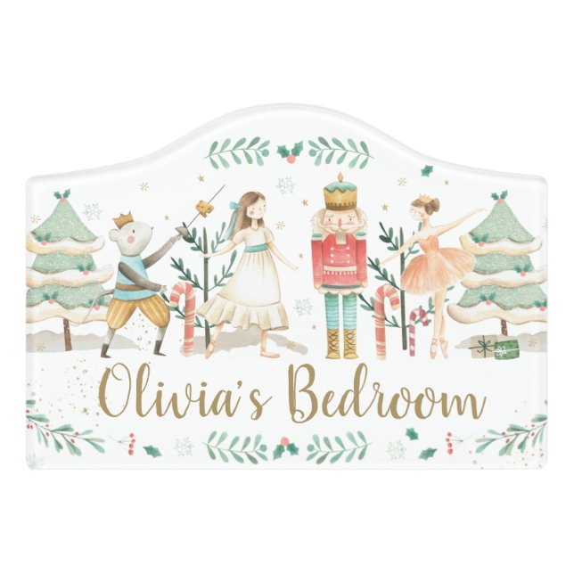 Whimsical The Nutcracker Christmas Ballet Bedroom  Door Sign (Small Crest Front)