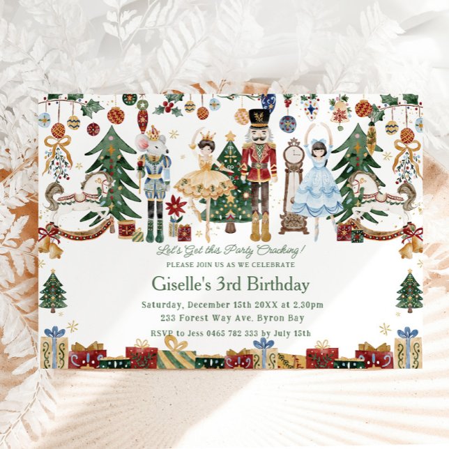 Whimsical The Nutcracker Christmas Ballet Birthday Invitation (Creator Uploaded)