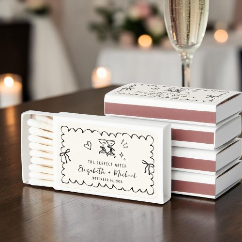 Whimsical The Perfect Match Cream Wedding Matches
