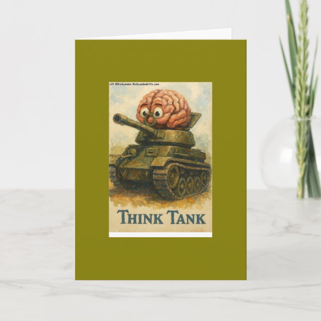 Whimsical Think Tank Cartoon Design Card (Front)
