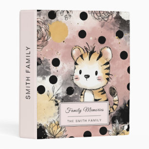 Whimsical Tiger Floral Watercolor Art Mini Binder