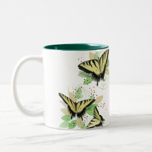 Whimsical Tiger Swallowtail Butterflies Two_Tone Coffee Mug