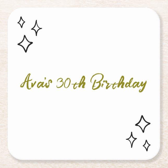 Whimsical Tini Bit Older Birthday Square Paper Coaster (Front)