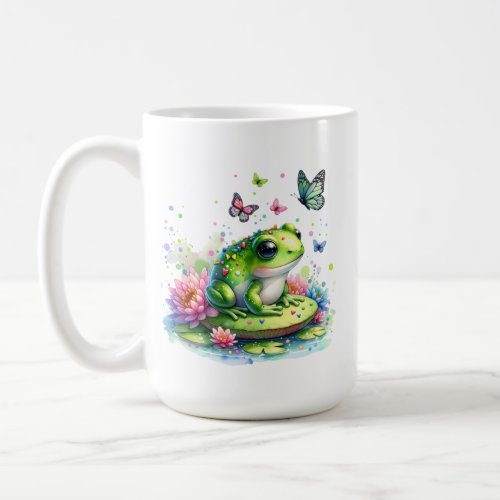 Whimsical Toad Flowers and Butterflies Coffee Mug