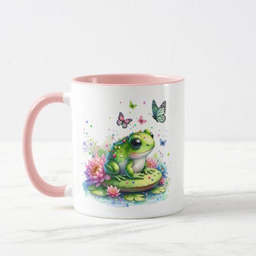 Whimsical Toad Flowers and Butterflies Mug
