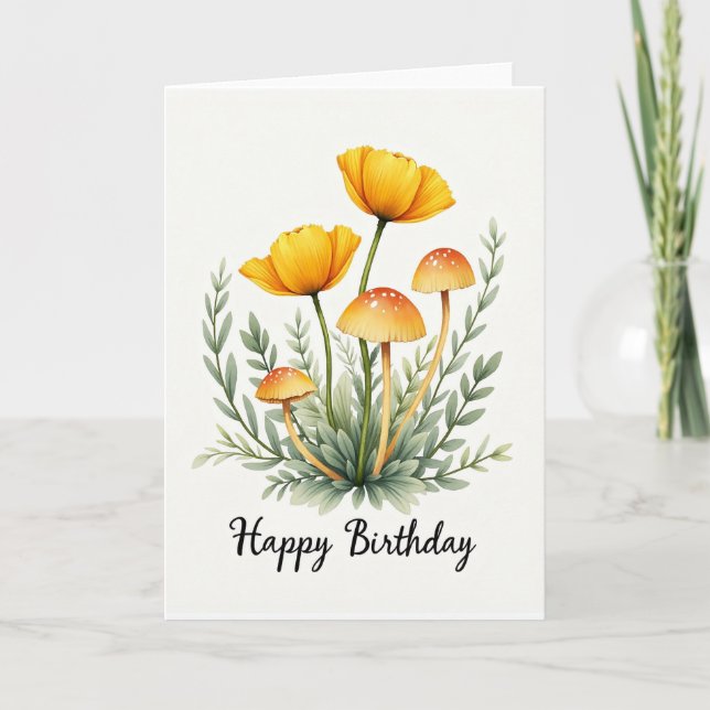 Whimsical Toadstool Birthday Card (Front)