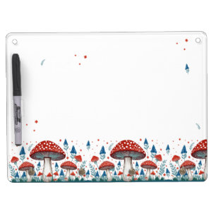 Whimsical Toadstool Dry Erase Board With Keychain Holder