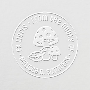 Whimsical Toadstool Mushrooms Bookplate Embosser