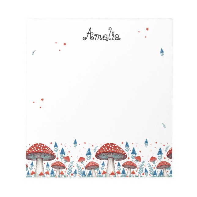 Whimsical Toadstool Personalized Notepad (Front)