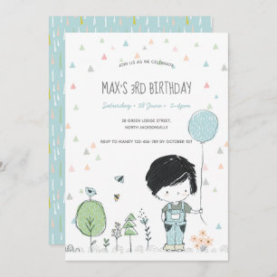 Whimsical Toddler BOY Kids Birthday Invitation