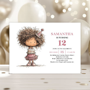 Whimsical Toddler Girl Birthday Invitation Pink