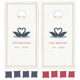 Whimsical Toile Swan Custom Chateau Wedding Cornhole Set