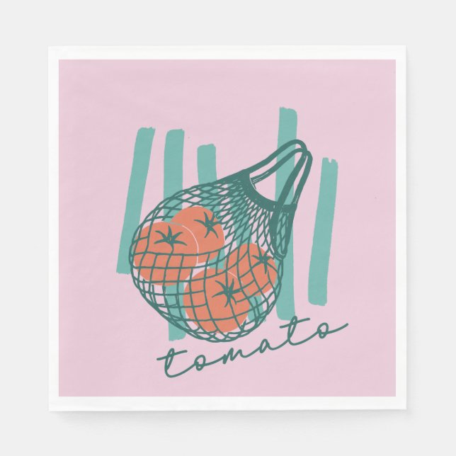 Whimsical Tomatos Italy Farmers Market Napkins (Front)