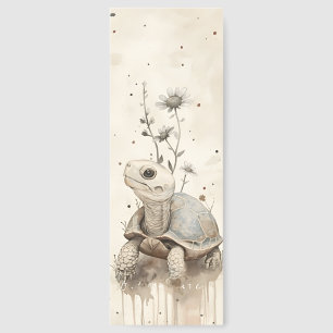 Whimsical Tortoise Cute Blue and Beige Floral Bookmarks