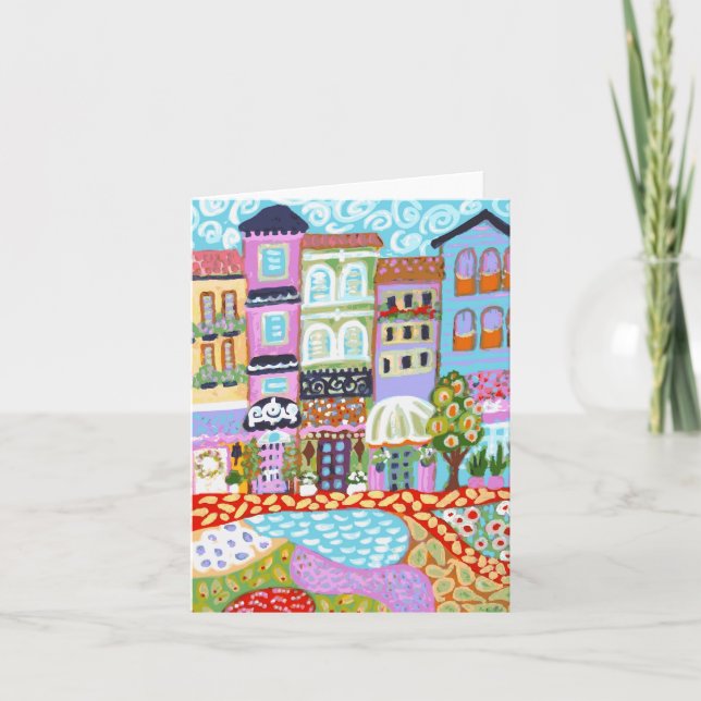 Whimsical Town Notecards by Karen Fields (Front)