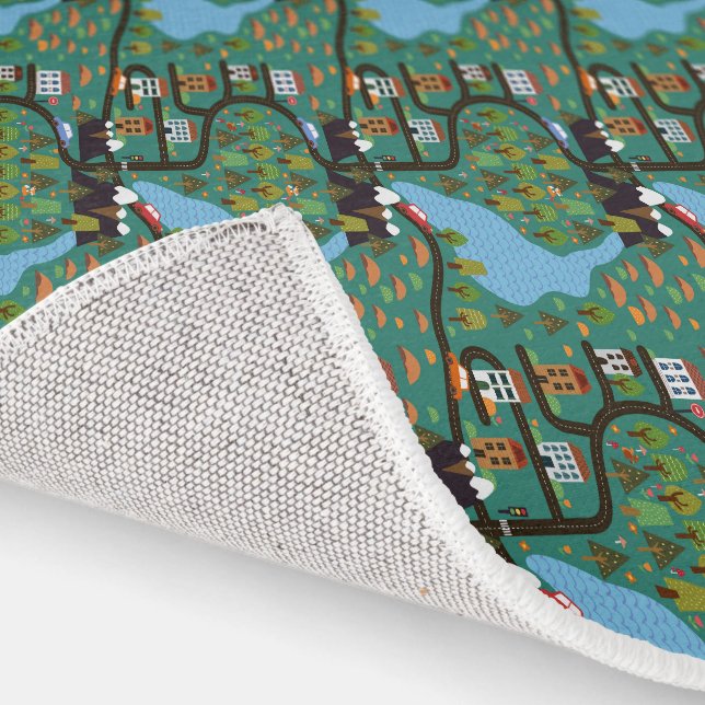 Whimsical Town Roadways Kids Rug (Indoor)