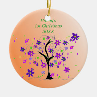 Whimsical Tree Baby's 1st Christmas Ceramic Ornament