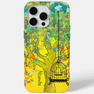Whimsical Tree Birdcage Bright Color Musical Notes iPhone 15 Pro Max Case
