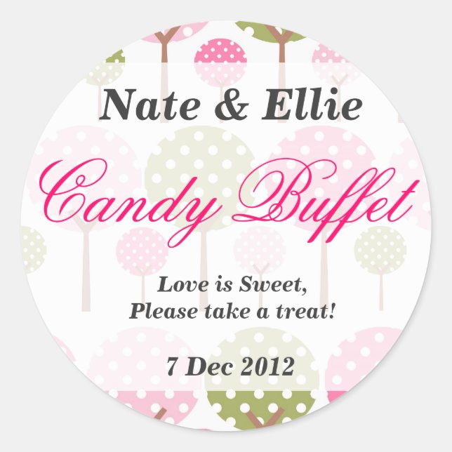 Whimsical Tree Candy Bar Sticker (Front)