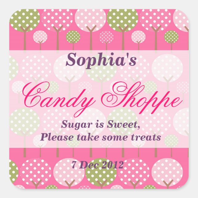 Whimsical Tree Candy Shoppe Sticker (Front)