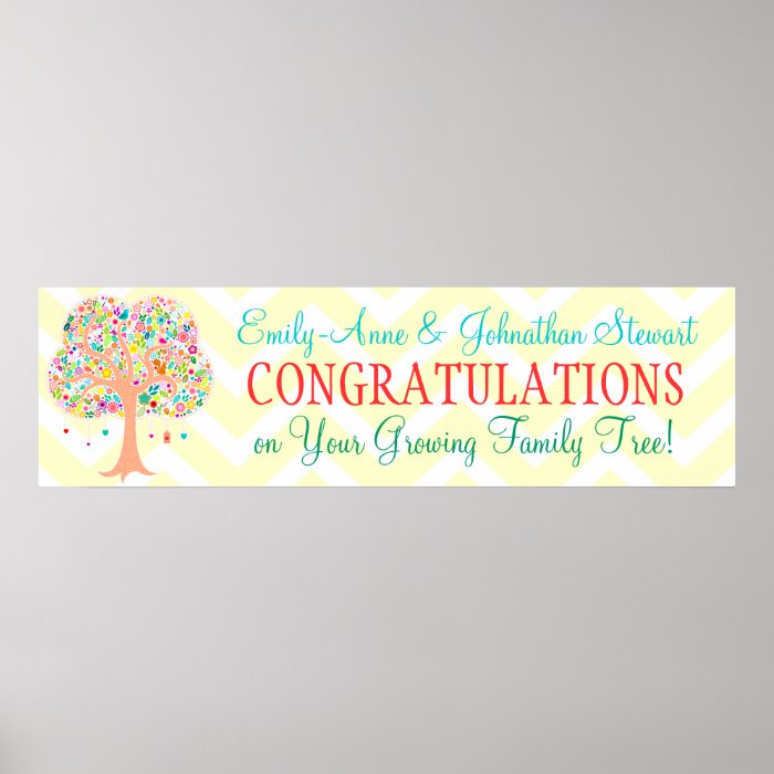 Whimsical Tree   Custom Baby Shower Banner Poster