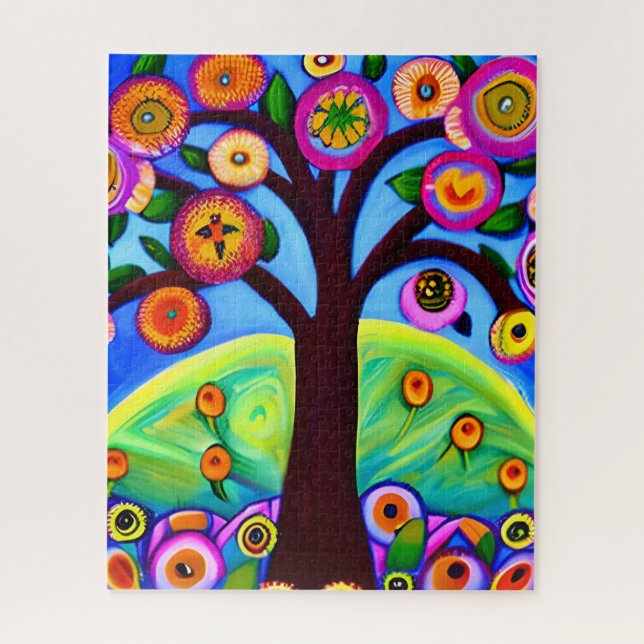 Whimsical Tree Folk Art Jigsaw Puzzle (Vertical)
